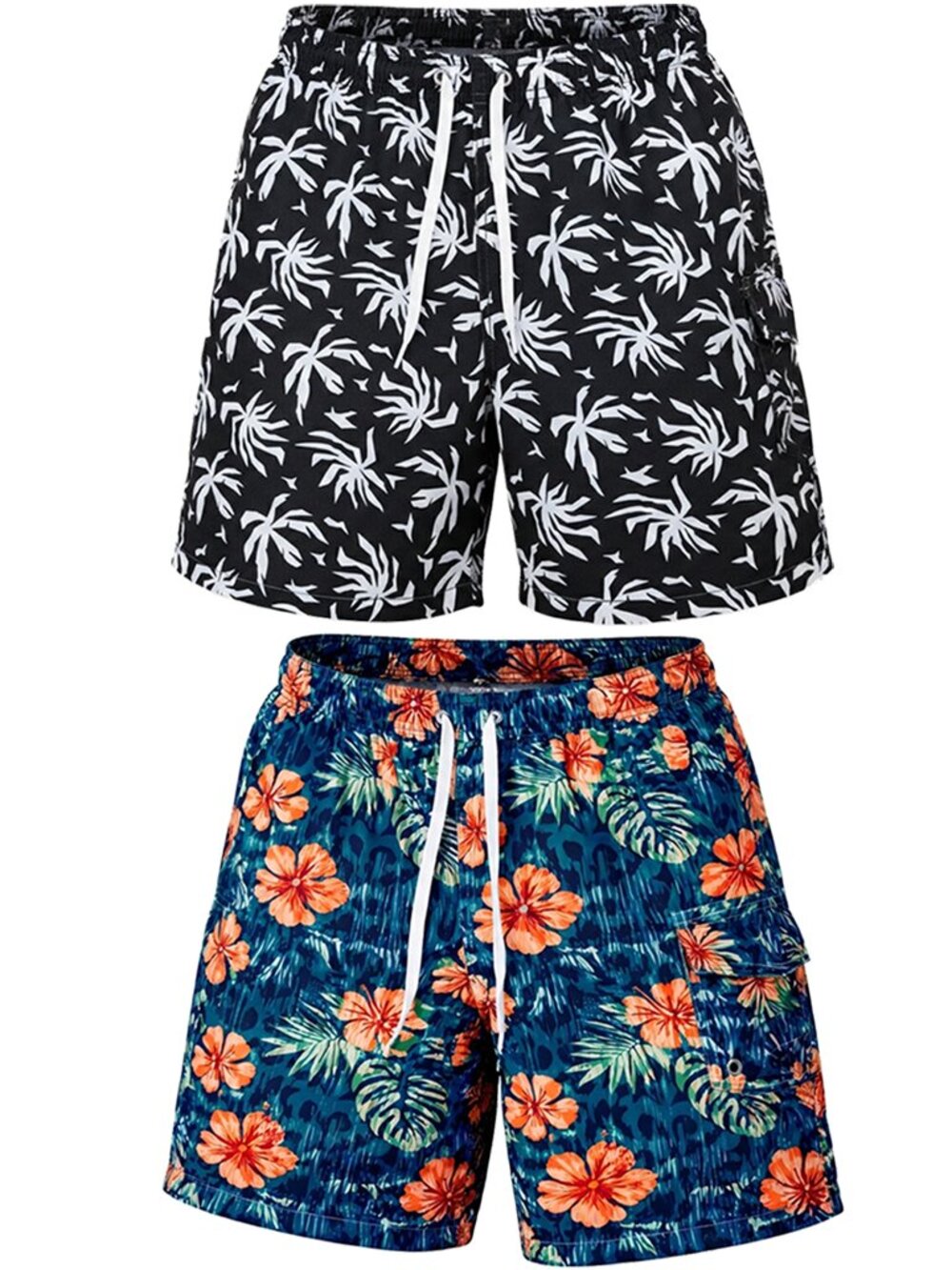 Men’s Swim Trunks 2 Pack Cargo Shorts Mesh Liner Pool Beach Wear, Quick Dry, NEW